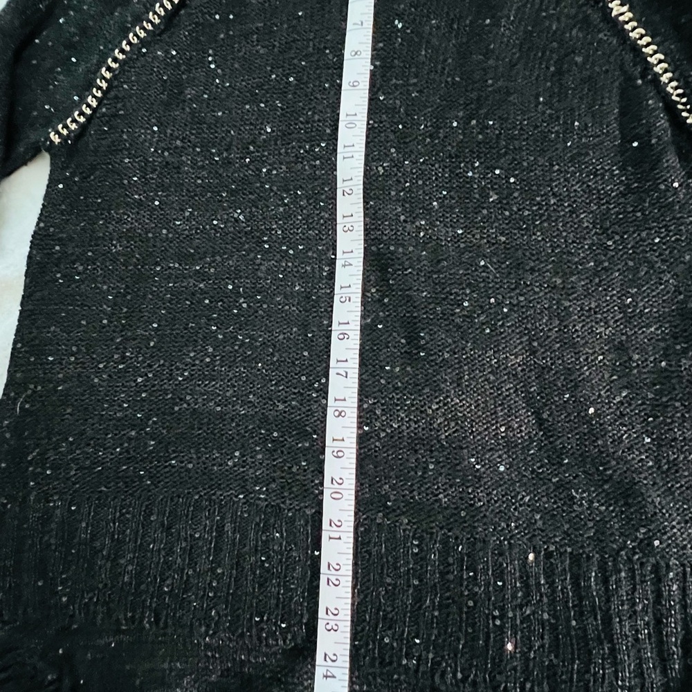 Agaci Women's Black Sweater with Gold Chain Detail and Sequins. Brand new NWOT